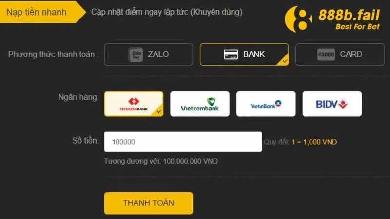 Hướng Dẫn Nạp Tiền 888b Chi Tiết Từ A–Z Dành Cho Người Mới 2 Các hình thức nạp tiền tại 888b thường hay dùng